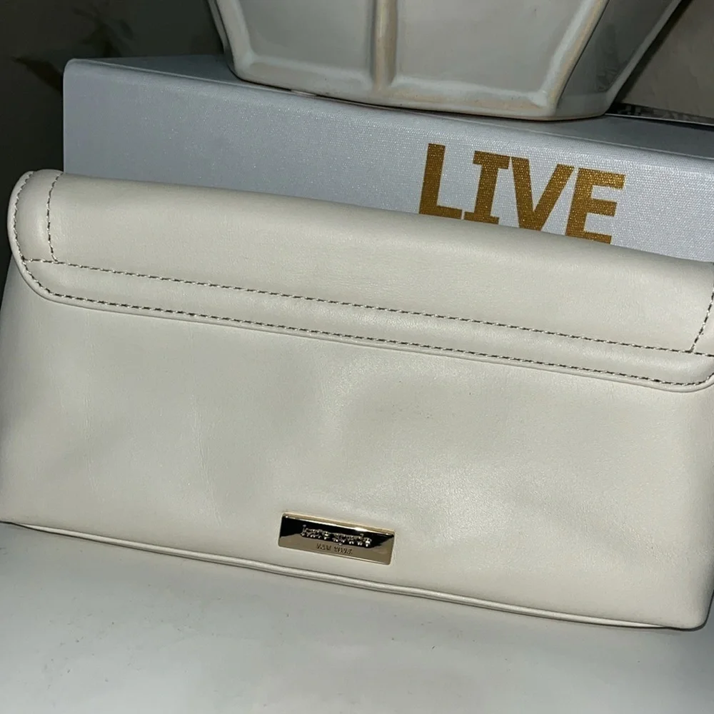 Kate Spade New York Cream Leather & Black Bow Tie Clutch